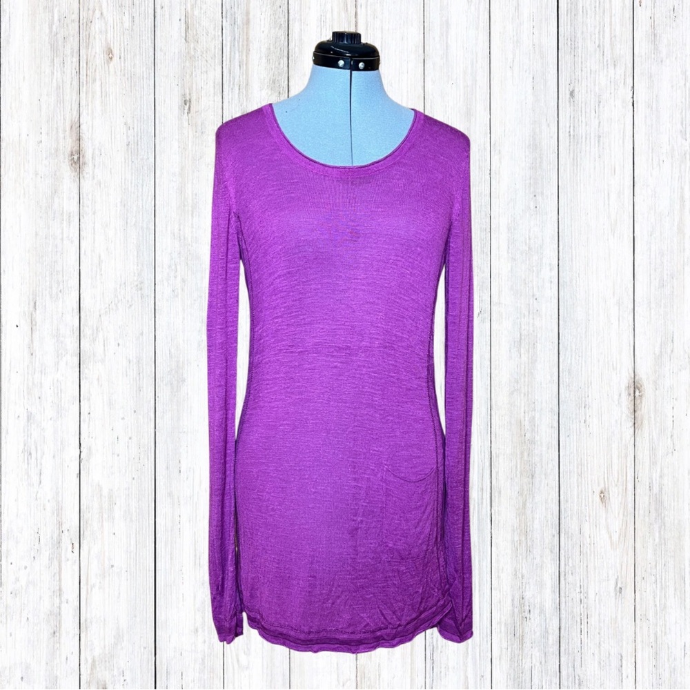 Athleta Long Sleeve Magenta Pink Top Tunic Medium Viscose Silk Linen Blend